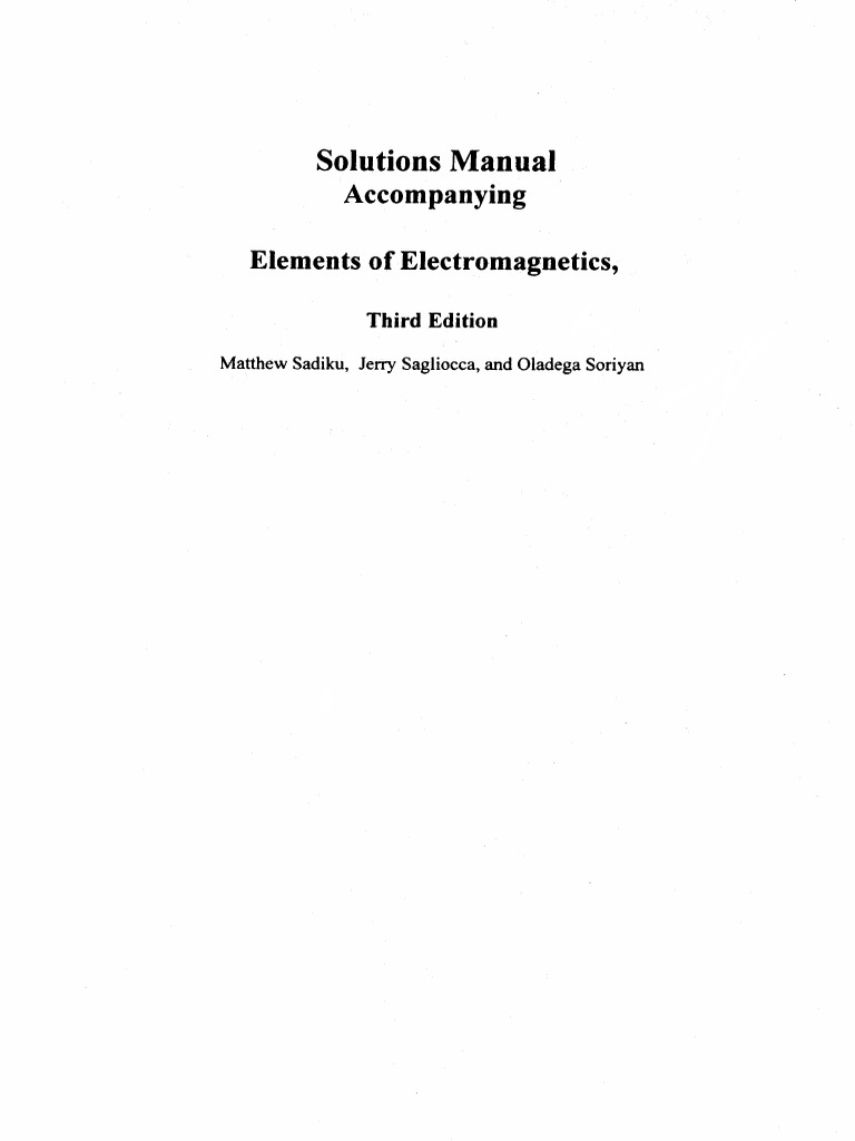 ELEMENTS OF ELECTROMAGNETICS SADIKU 3RD EDITION SOLUTION MANUAL PDF intelligence overview