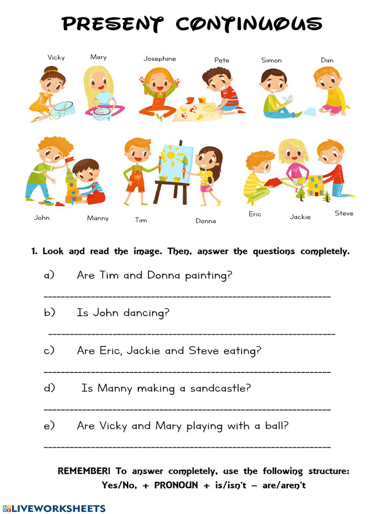 Present Continuous Kids | PDF | Language Arts & Discipline