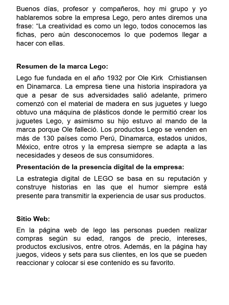 Estrategias Digitales de Lego en 2023 | PDF | Marca | Facebook