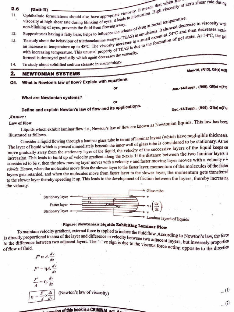 PP-II Unit 2 Rheology | PDF | Shear Stress | Fluid Dynamics