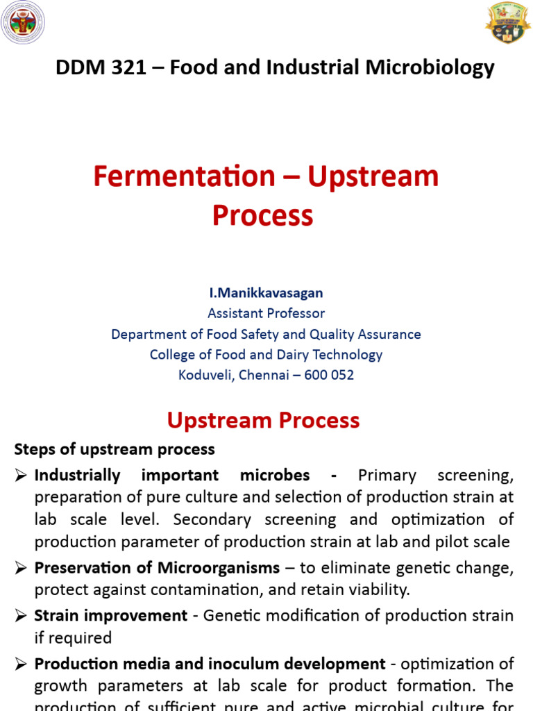 Fermentation Upstream Process PDF Molasses Growth Medium