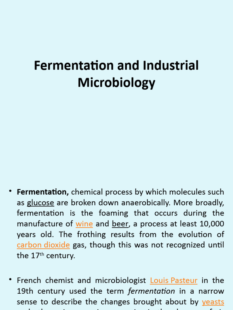 Industrial Fermentation Processes Explained | PDF | Fermentation | Glucose