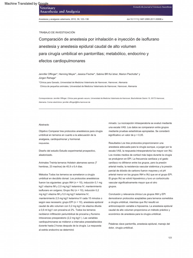 Offinger2012 Comparison of Isoflurane Inhalation Anaesthesia, Injection ...