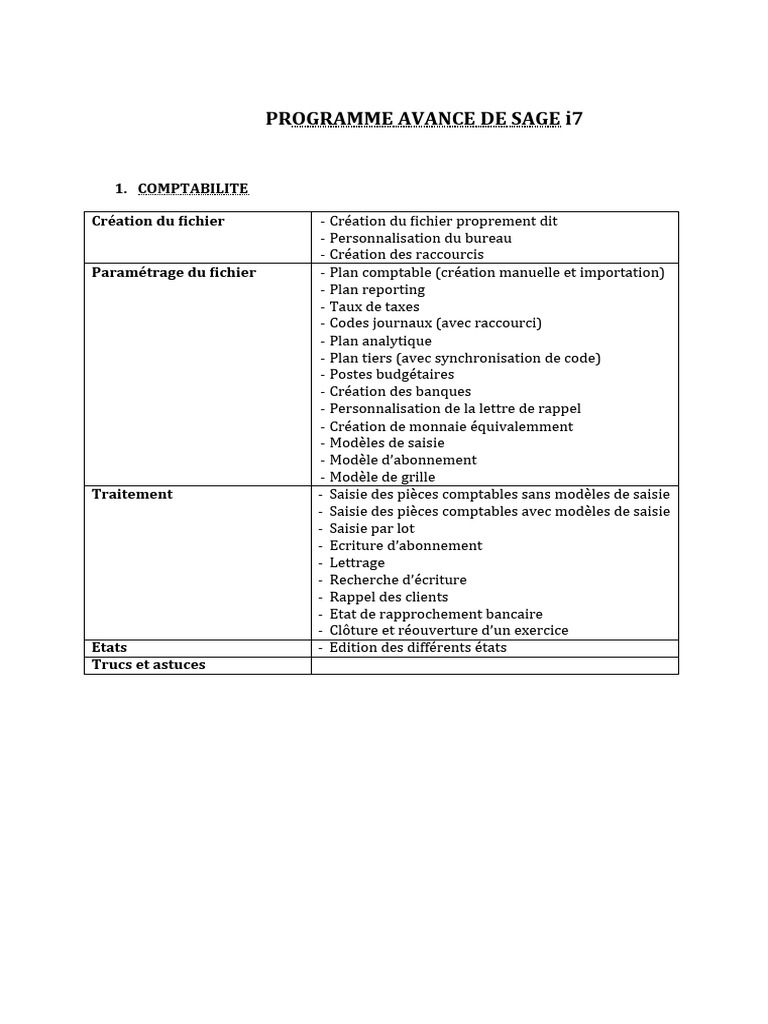 Programme Sage i7 : Comptabilité & Paie | PDF | Comptabilité | Business
