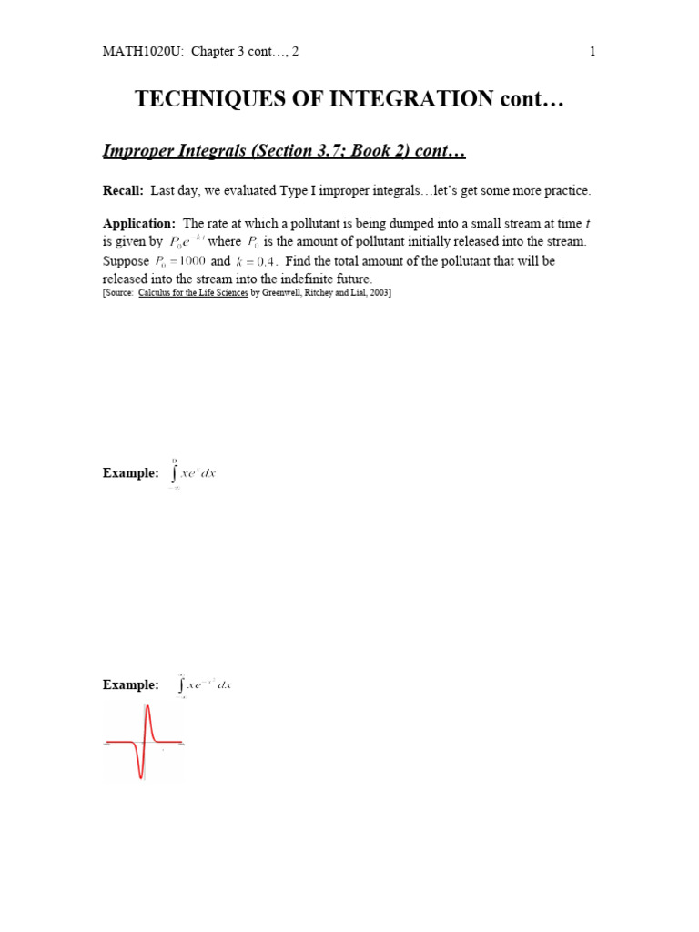 Improper Integrals and Applications | PDF | Integral | Curve