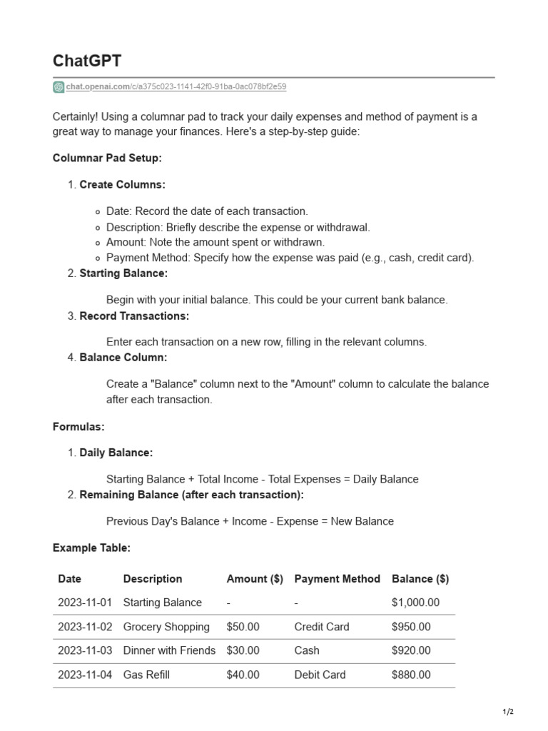 Daily Expense Tracking Guide | PDF | Expense | Credit Card