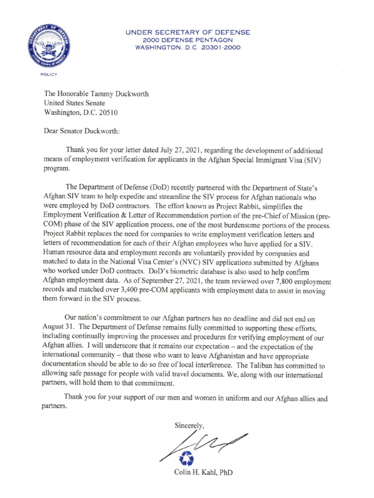 21.09.28 - DOD Response To Senator Duckworth Letter To State and DOD ...