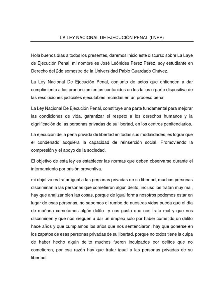 Resumen de la Ley Nacional de Ejecución Penal | PDF | Pena capital ...