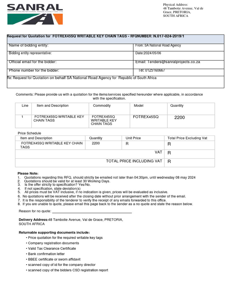 SANRAL | PDF | Identity Document