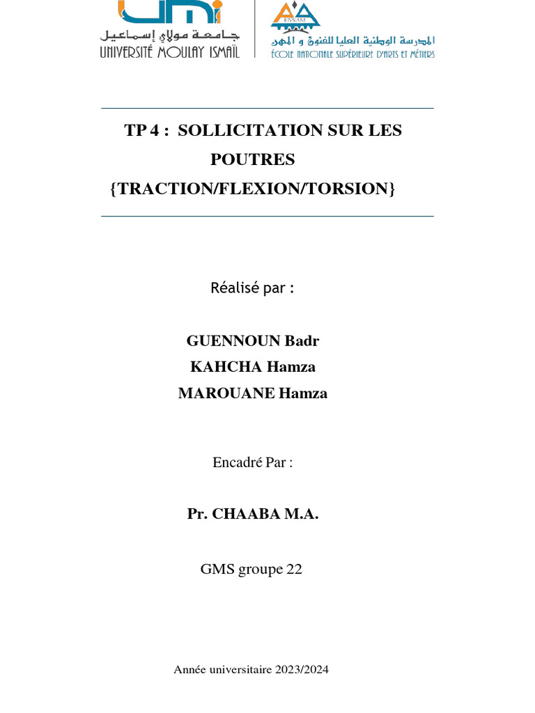 Module de flexion et traction des poutres PDF Flexion (matériau — free download