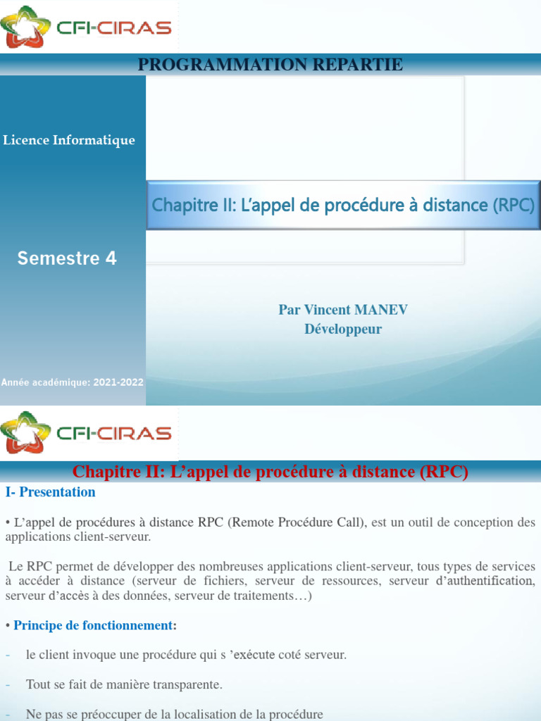 Introduction à l'appel RPC en informatique | PDF | Serveur ...