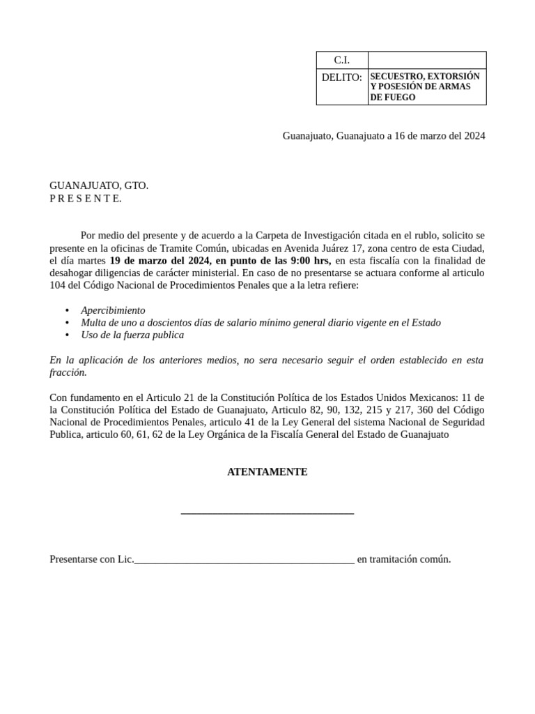 Orden de Presentacion | PDF