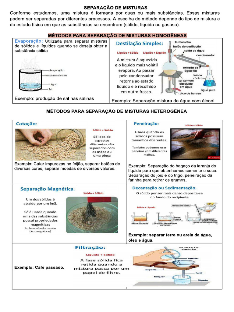 Método de Separação de Misturas | PDF