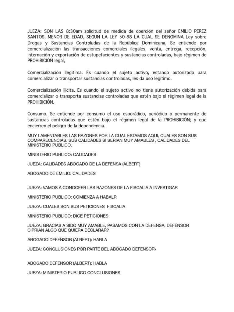 Guion de Audiencia Dnna PDF | PDF | Crímenes | Crimen y violencia