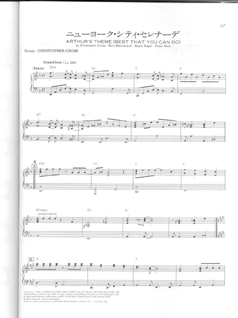 Arthurs's Theme (Best That You Can Do) | PDF