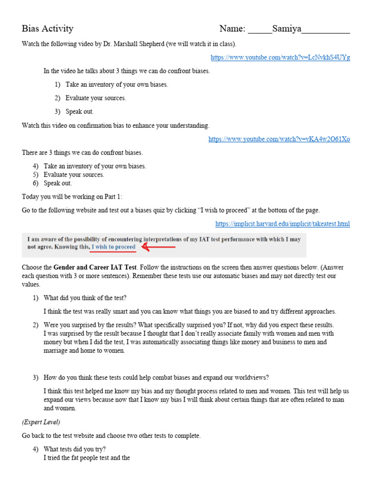 Bias Activity Part 1 | Download Free PDF | Bias | Thought