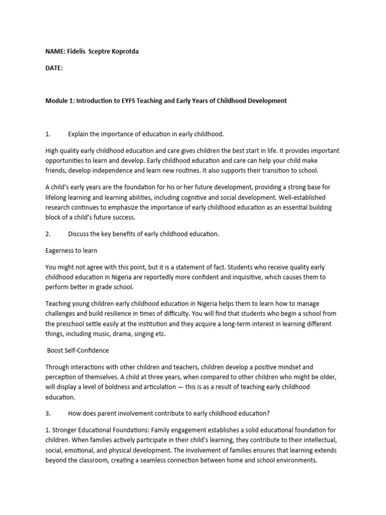 Importance of Early Childhood Education | PDF | Learning | Classroom ...