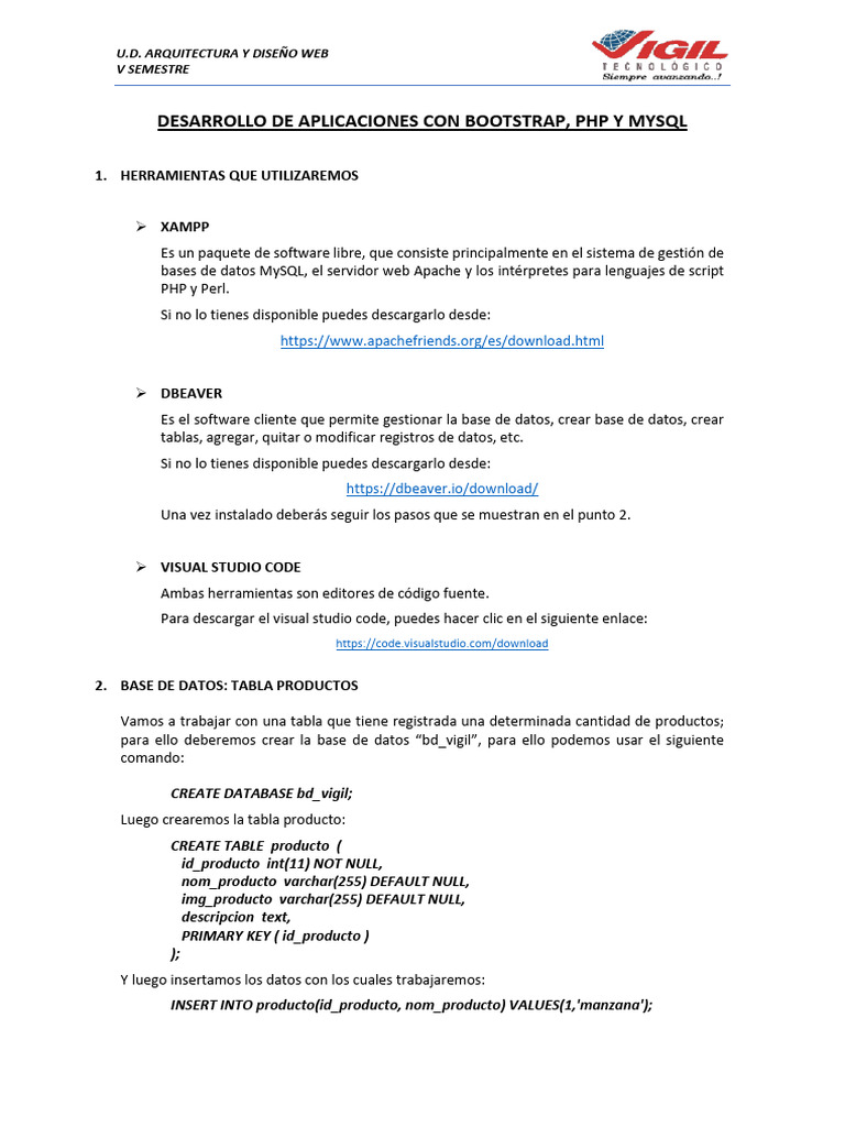 Desarrollo Web con PHP y MySQL | PDF | SQL | Bases de datos