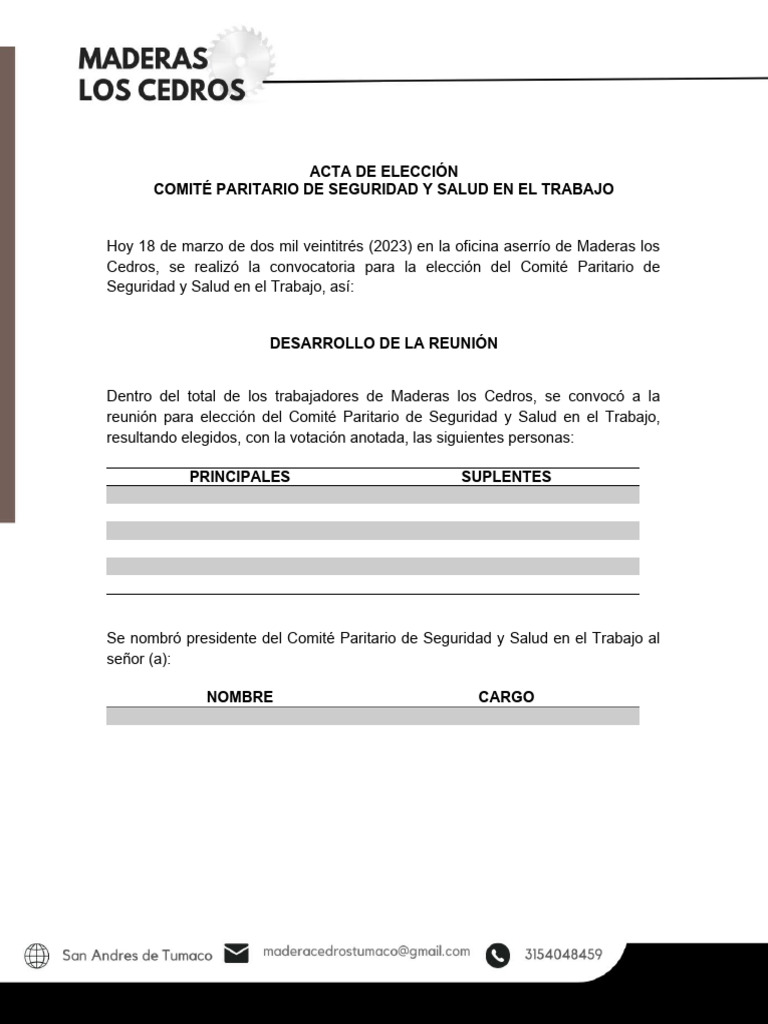 Acta de Elección COPASST | PDF | Gobierno