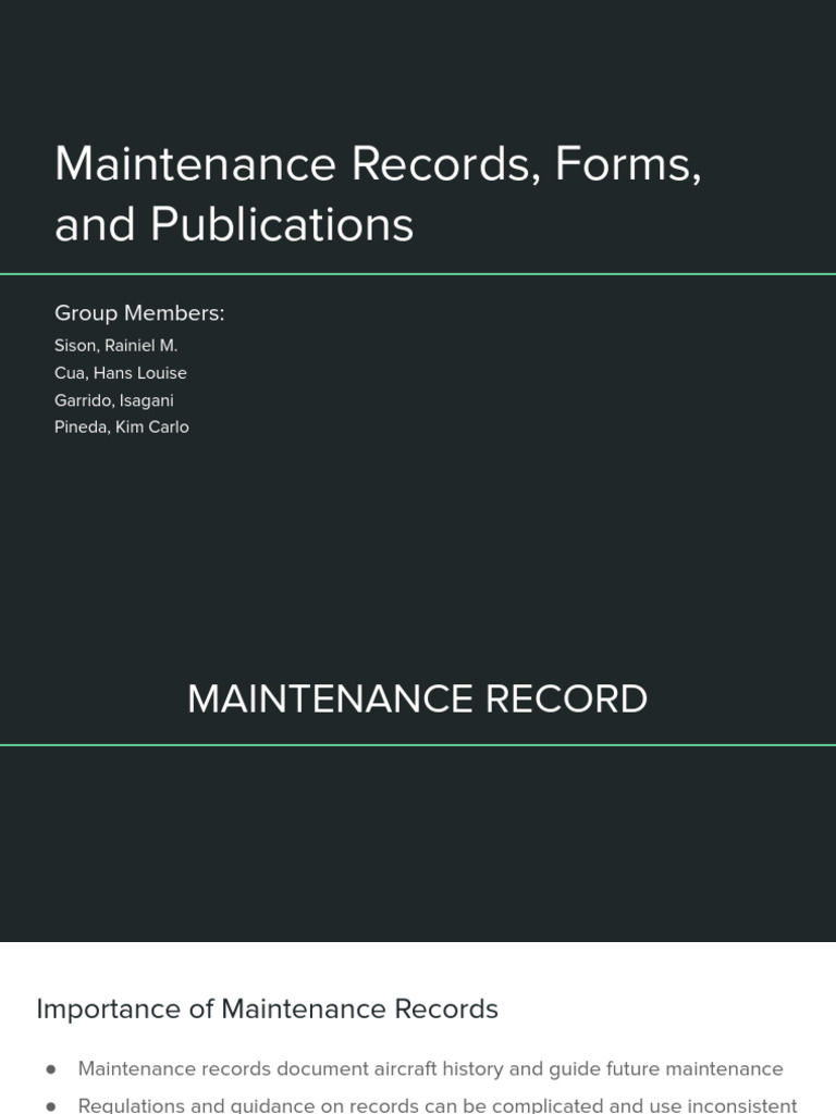 Maintenance Records, Forms, and Publications PDF Aviation