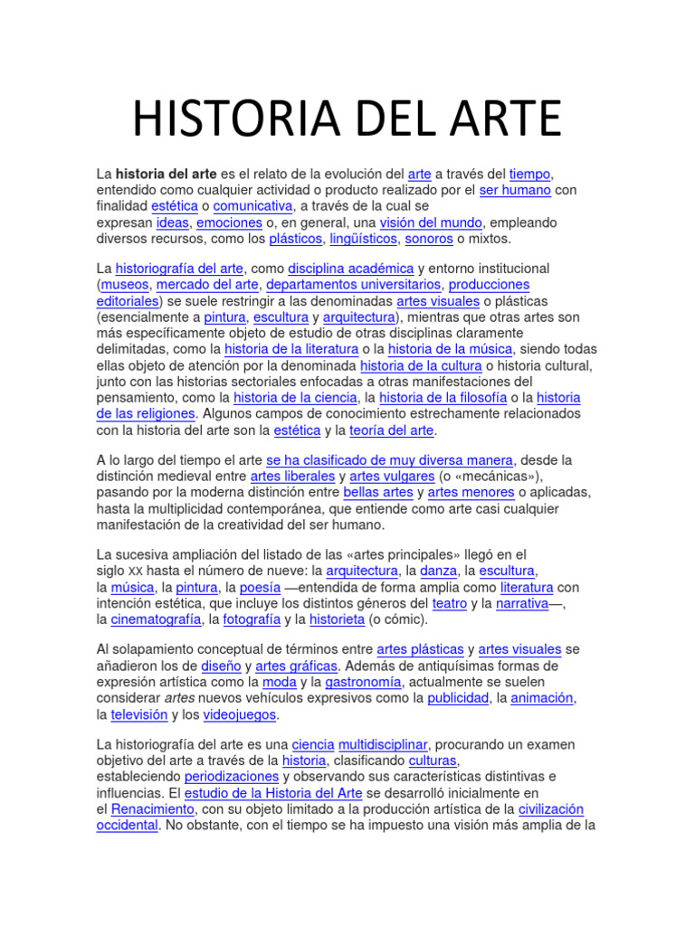Evolución y Estudio del Arte a lo Largo del Tiempo | PDF | Educación en ...