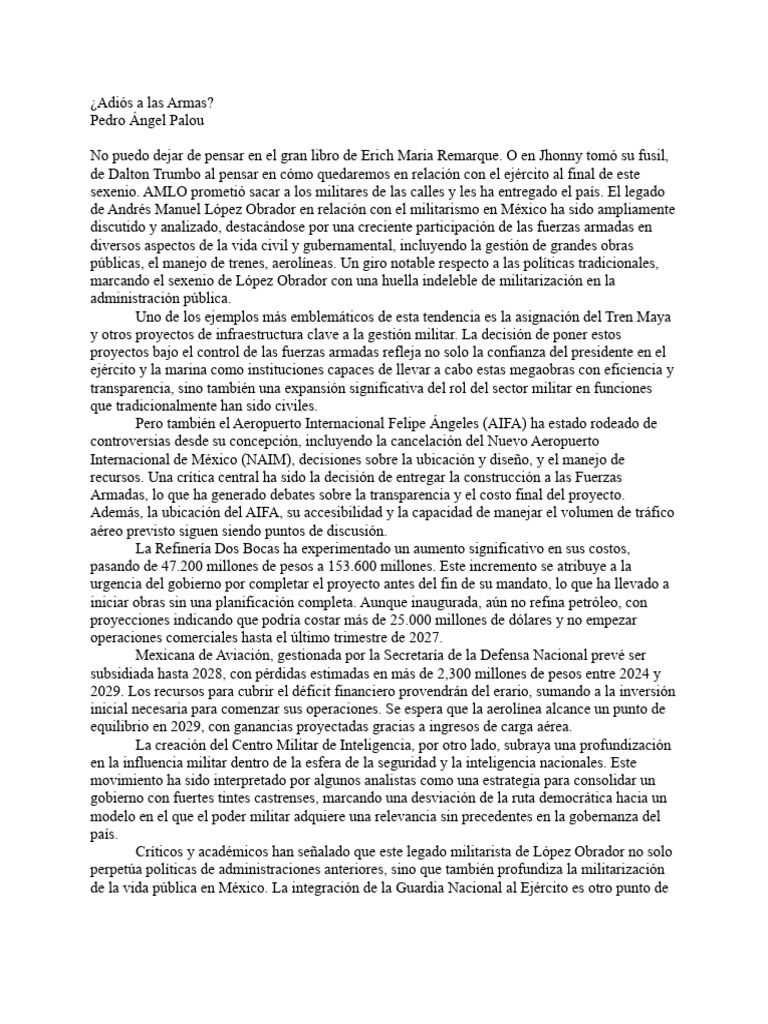 Militarización en el sexenio de AMLO | PDF | México | Militar