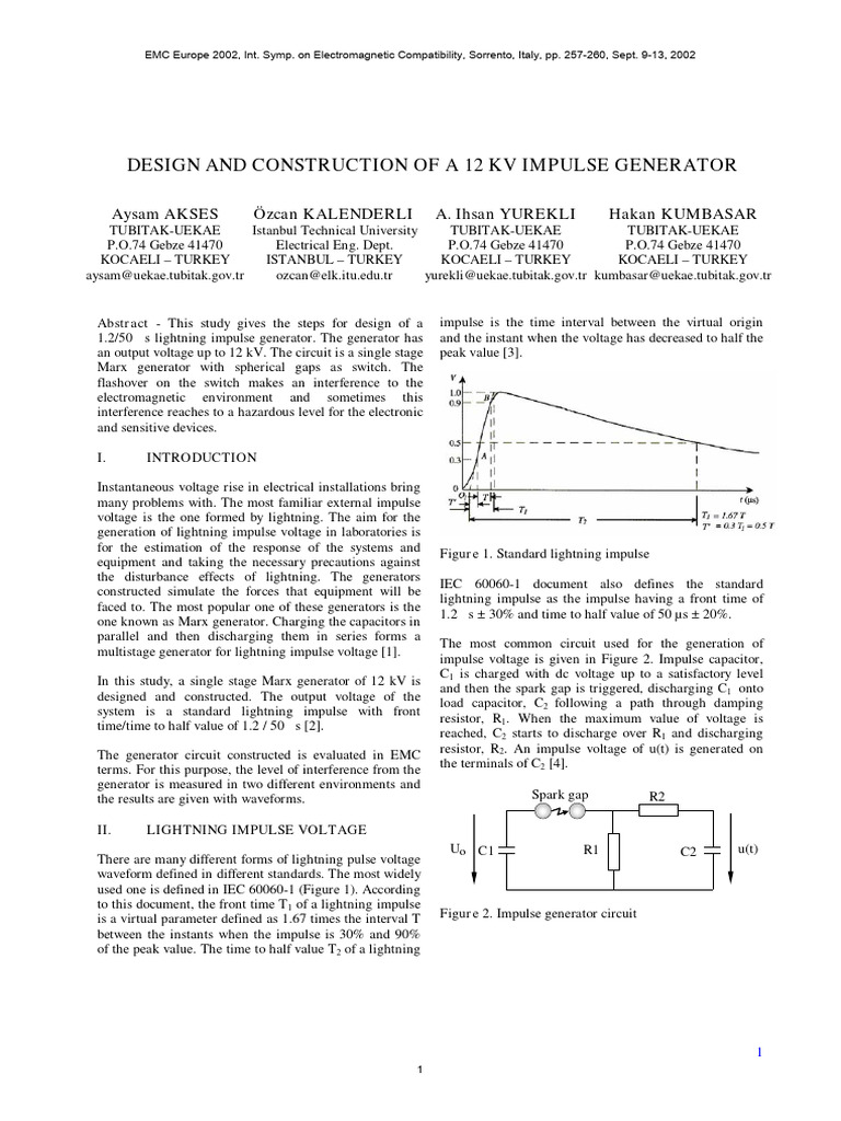 12kv Impulse Generator | PDF | Capacitor | Electromagnetic Compatibility