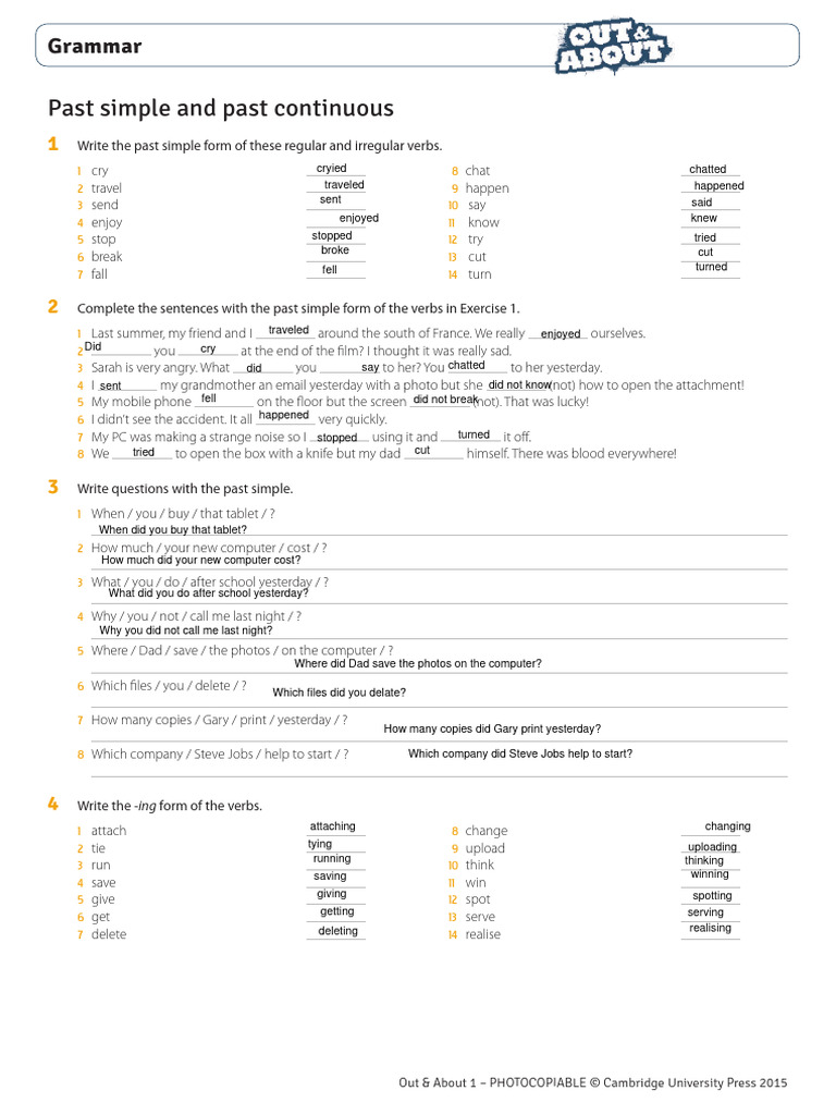 Past Tense Grammar Exercises | PDF