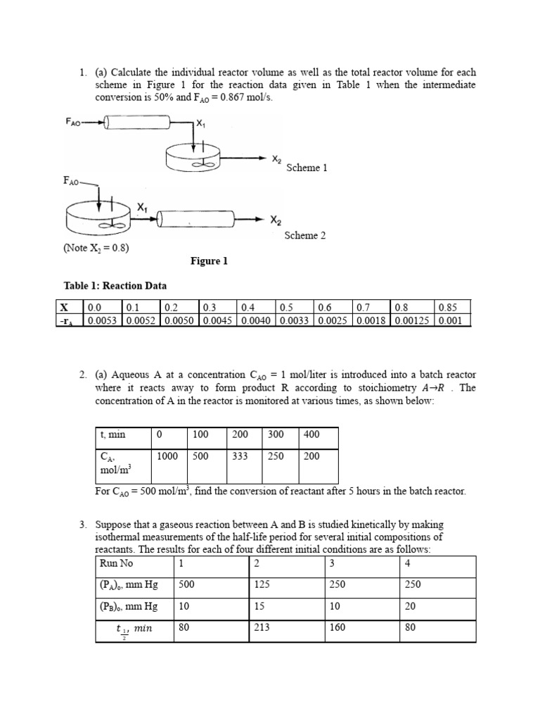 Reactor Volume and Kinetics Calculations | PDF | Science & Mathematics