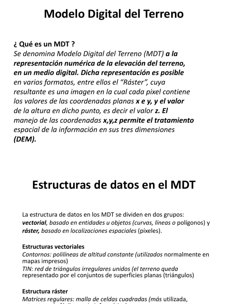 Modelo Digital del Terreno: Estructuras y Métodos | PDF | Topografía ...