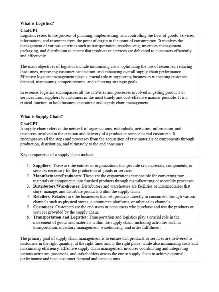 Logistics and Supply Chain Overview | PDF | Supply Chain | Supply Chain ...