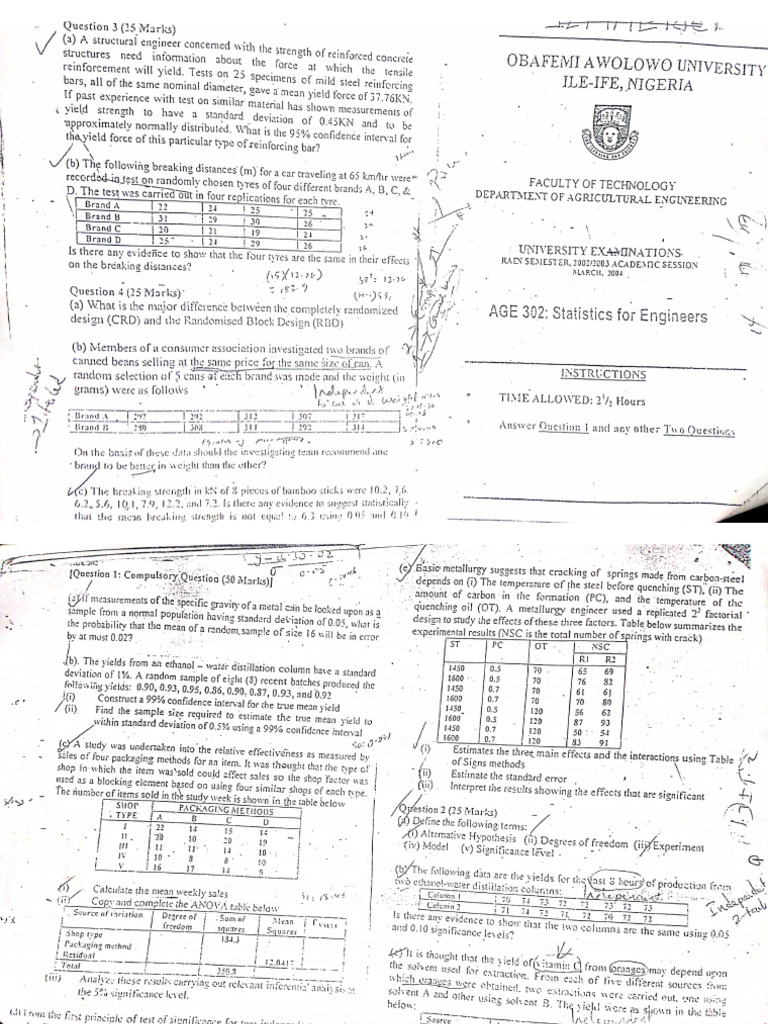Statistics For Engineers | PDF