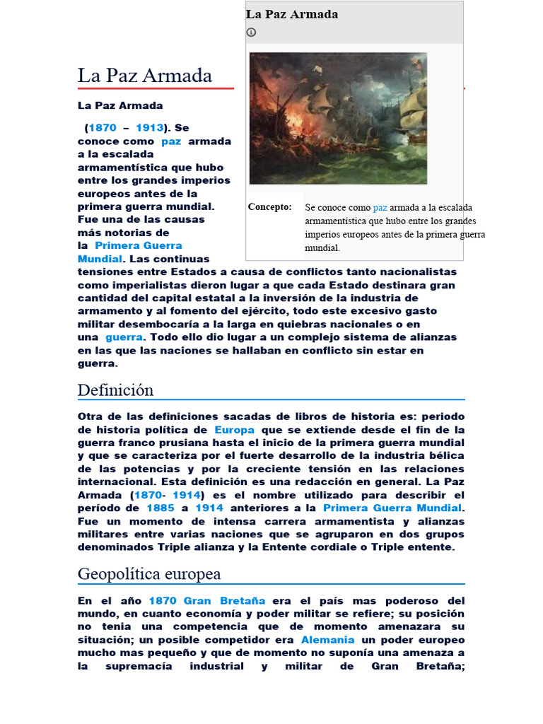 Causas y Consecuencias de la Paz Armada | PDF | Seguridad internacional ...