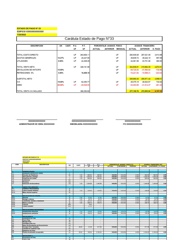 Formato Estado de Pago | PDF | Materiales de construcción | Materiales