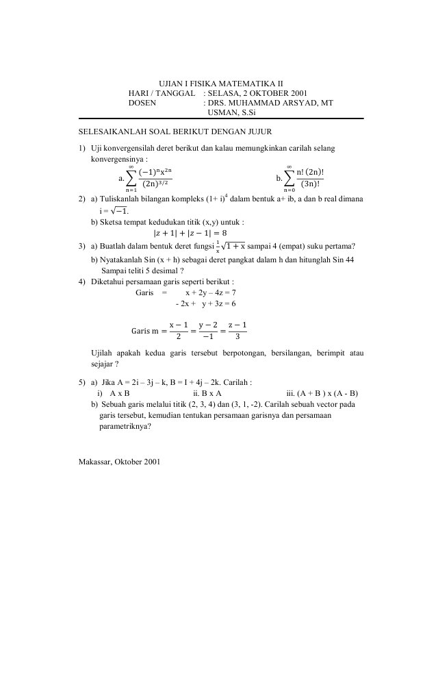 Kumpulan Soal Fisika Matematika 1