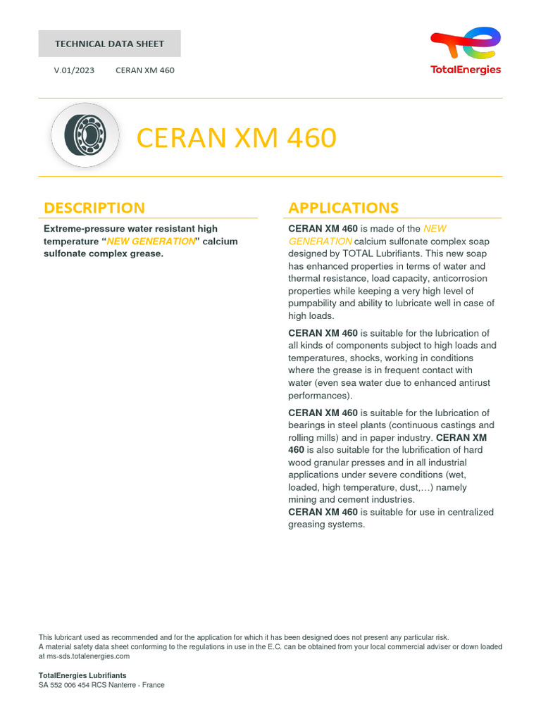Tds Totalenergies Ceran-Xm-460 MWK en | PDF | Industrial Processes ...