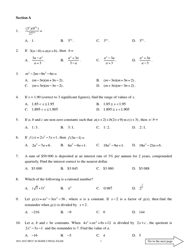 S4 Grade 8 Math Final Exam 2021-2022 | PDF | Area | Elementary Mathematics