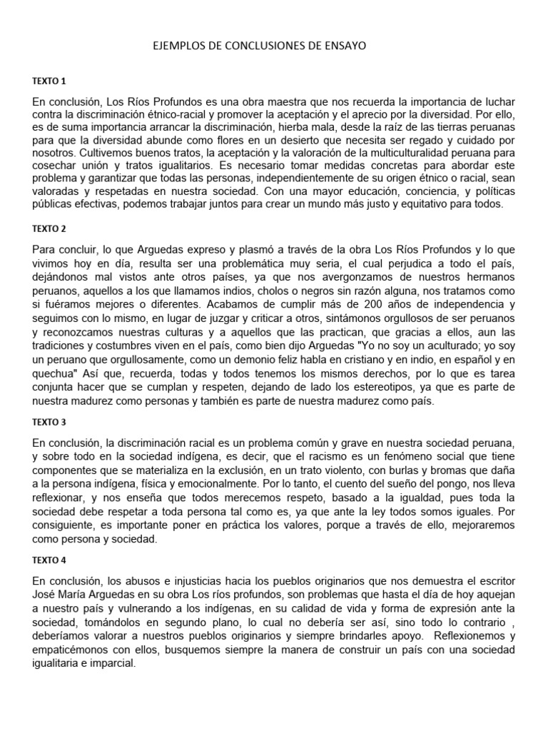 Ejemplos de Conclusion-Rúbrica | PDF | Ensayos | Perú