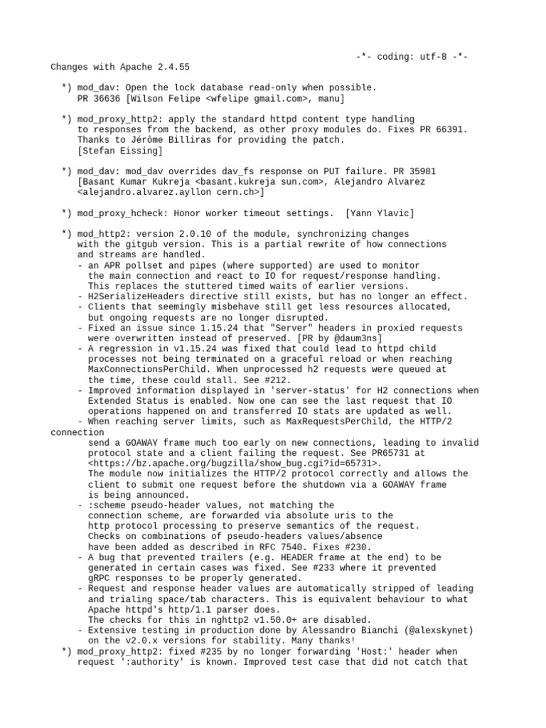 Apache 2.4.55 Update Changes Summary | PDF | Transport Layer Security ...