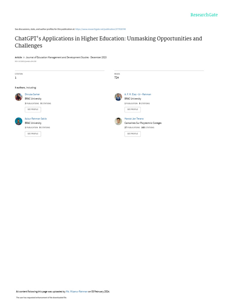 ChatGPT in Higher Education: Pros and Cons | PDF | Learning ...