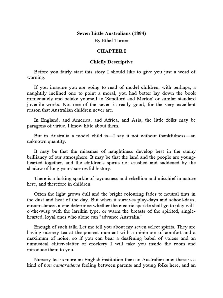 Seven little australians anticipation guide and three level pdf