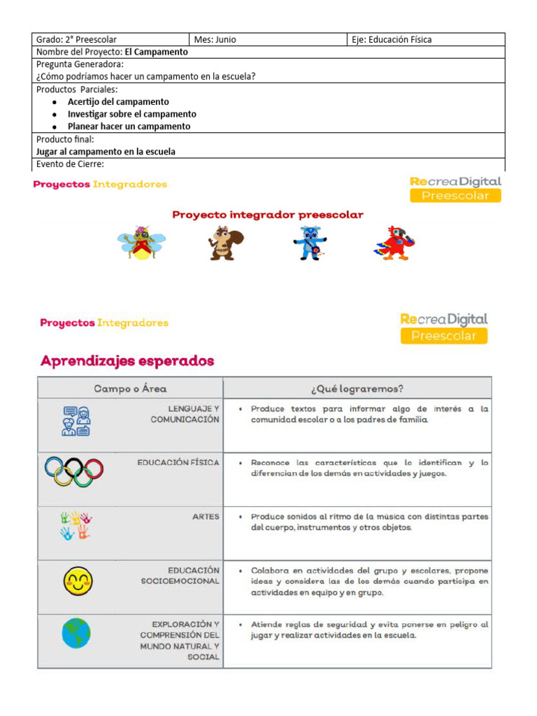 Campamento Escolar Preescolar | PDF | Blog | Escuelas, image size:768x1024
