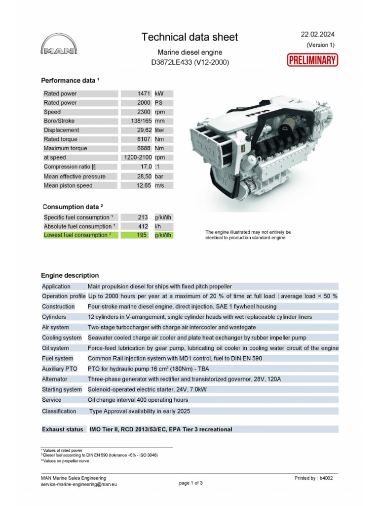 MAN V12X-2000 Technical Data | PDF