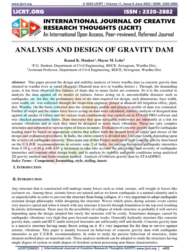 Gravity Dam Design and Analysis Using STAAD Pro | PDF | Dam | Strength ...