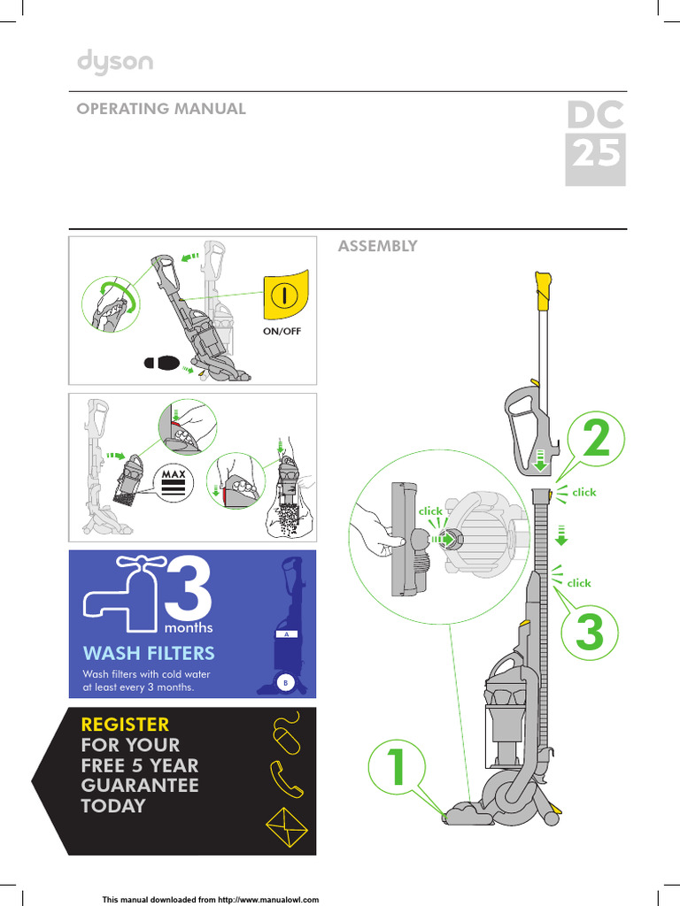 Dyson DC25 Operating Manual | PDF | Vacuum Cleaner, image size:768x1024