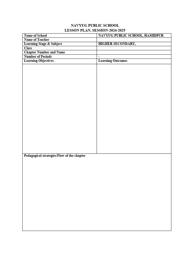Navyug Public School Lesson Plan 2024-25 | PDF