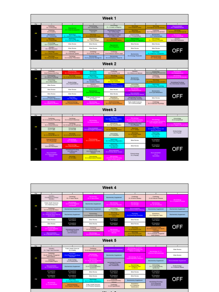Boot StepStudy Schedule | PDF | Cardiology | Neurology