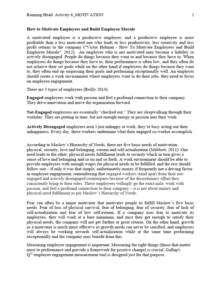 Assignment 6 - Motivation | PDF | Psychology | Business