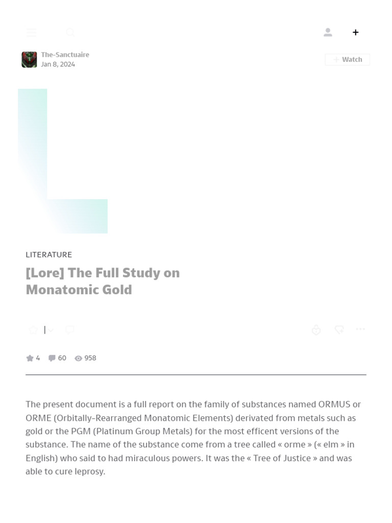 Monatomic Gold: Ancient Secrets Unveiled | PDF | Alchemy | Gold