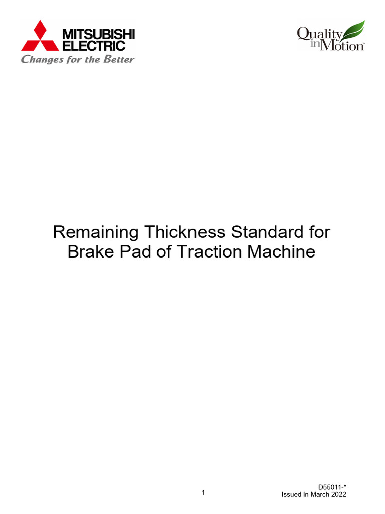 Elevator Brake Pad Thickness Standards | PDF | Brake | Elevator